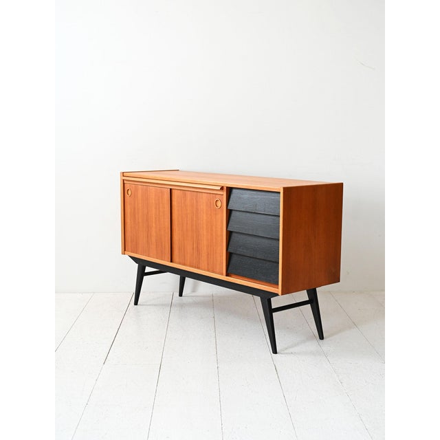 Scandinavian Teak Sideboard with Black Details, 1950s For Sale - Image 4 of 11