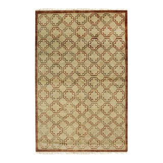 12x15 Louie Vibrant Brown Transitional Geometric Hand Knotted Wool Carpet Rug For Sale