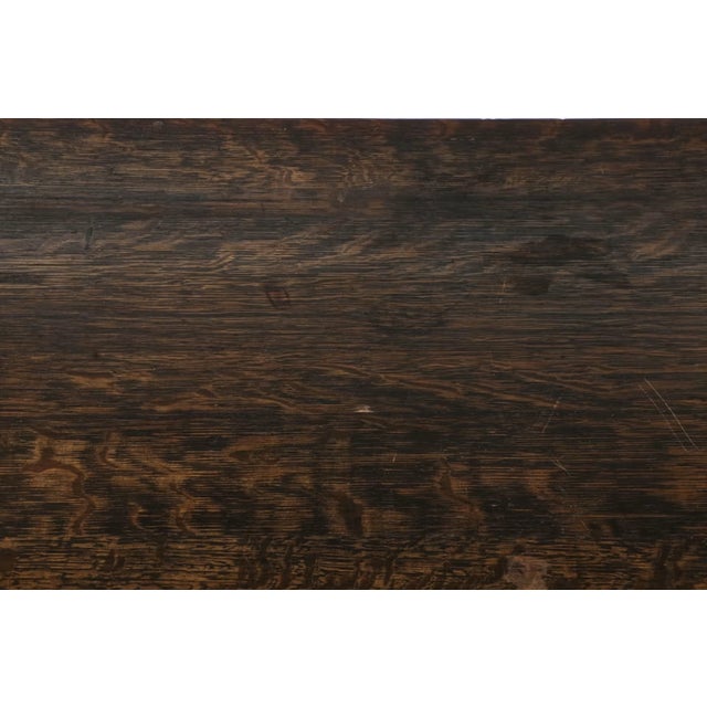 Brown Antique Arts and Crafts Single Drawer Oak Desk For Sale - Image 8 of 11