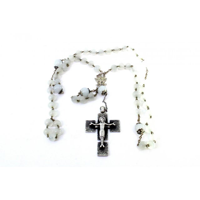 Silver Silver Rosary with Glass Beads and Crucifix For Sale - Image 8 of 9