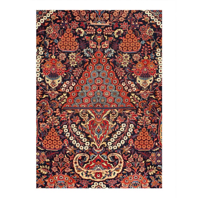 A lush array of spiraling vines, palmettes, and flowering plants repeats in rhythmic symmetry across the soft red field of...