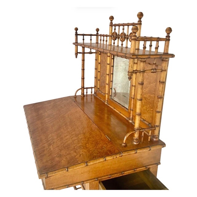 R. J. Horner Victorian Faux Bamboo and Bird's Eye Maple Vanity For Sale - Image 12 of 14