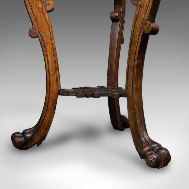 Vintage Jardiniere Stand, Oriental, Beech, Marble, Wine, Lamp Table, Art Deco For Sale - Image 12 of 12