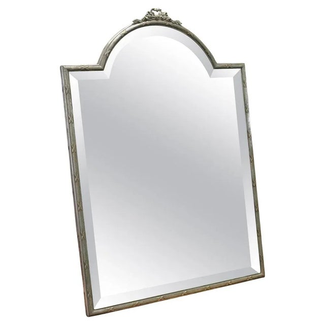 Gold Large French Art Deco Silver Vanity Mirror, 1920s For Sale - Image 8 of 8