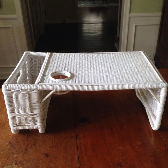 Vintage White Wicker Bed Tray Chairish