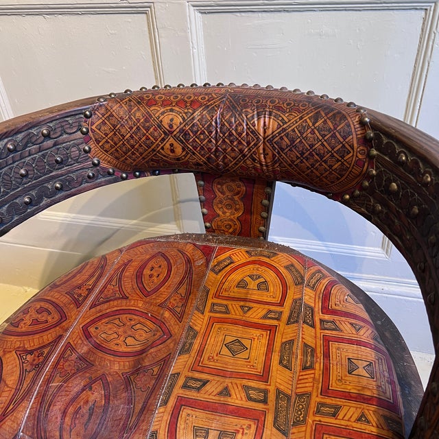 North African Hardwood and Leather Armchairs, 1960s, Set of 2 For Sale - Image 9 of 13