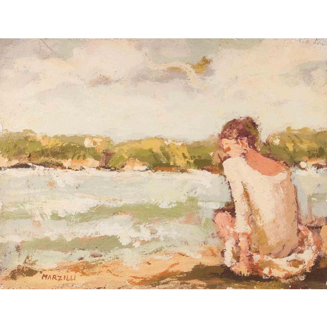 1970s Franco Marzilli, Ballerina with View of Rome, Oil Painting, 1970s For Sale - Image 5 of 5