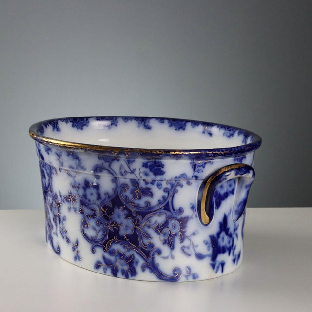 Flow Blue Porcelain Jug with Basin, Set of 2 For Sale - Image 12 of 14