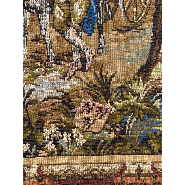 Green Vintage French By The Lake Jacquard Tapestry in the style of Aubusson, 1970s For Sale - Image 8 of 18