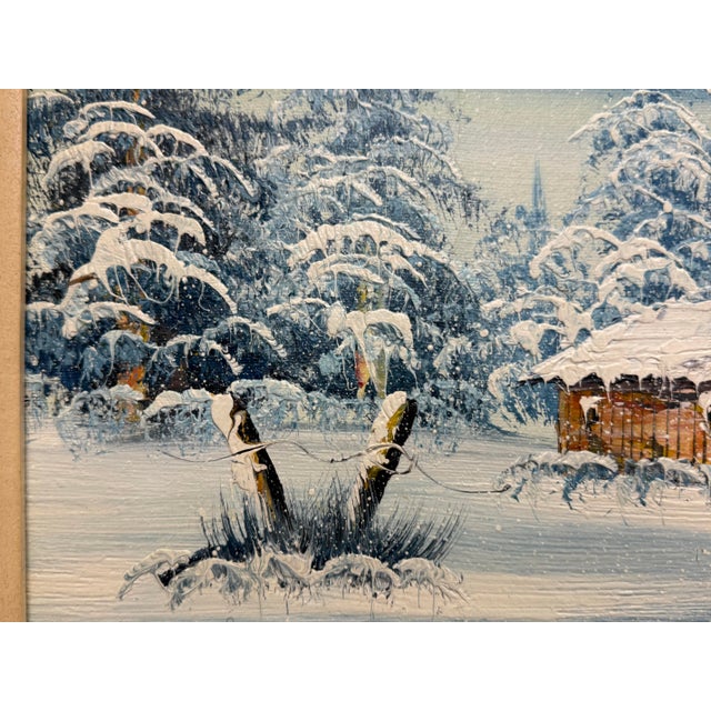 50's Vintage Winter Landscape Oil on Canvas For Sale In Miami - Image 6 of 8