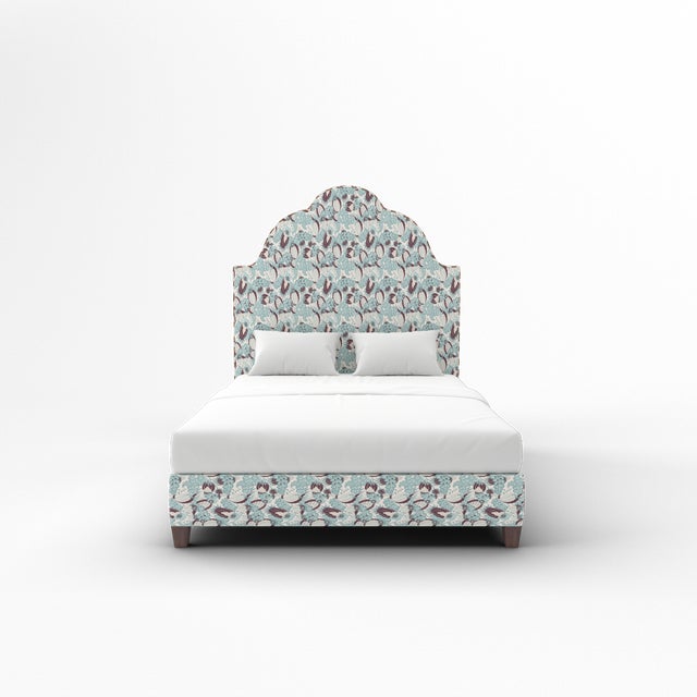 Elevate your bedroom with this luxurious upholstered bed, available exclusively on Chairish. Expertly crafted in the USA...