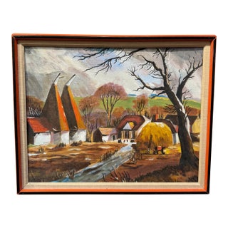 English Farm Scene by H. M. Privette 1974 For Sale