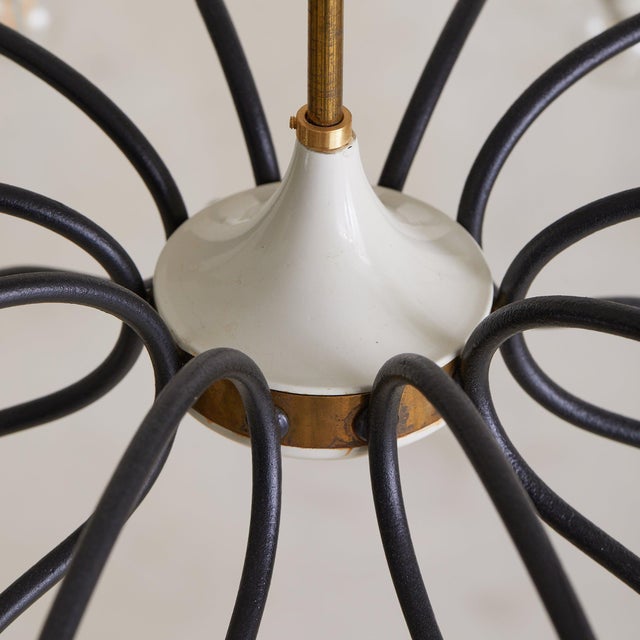 Oscar Torlasco 1950s Italian White Metal + Brass Ten-Arm Chandelier Manner of Oscar Torlasco For Sale - Image 4 of 7