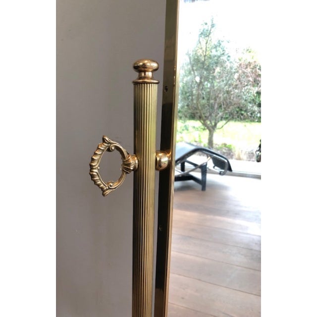 Brass Neoclassical brass Psyche mirror in the style of Maison Jansen For Sale - Image 8 of 12