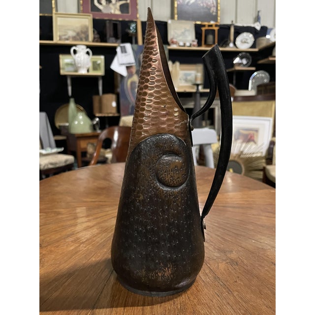 Copper and Sheet Metal Pitcher by Jean Goardère, 1910s For Sale - Image 3 of 15