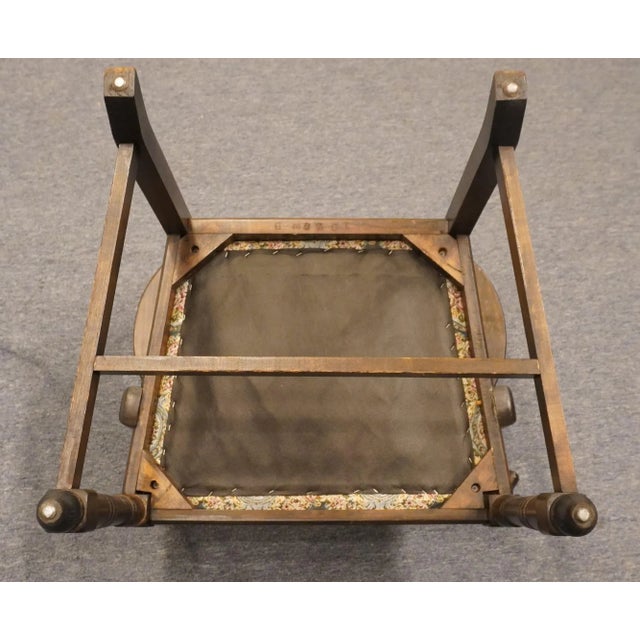 Brown Vintage Antique Berkey & Gay Solid Walnut Rustic European Dining Arm Chair For Sale - Image 8 of 10