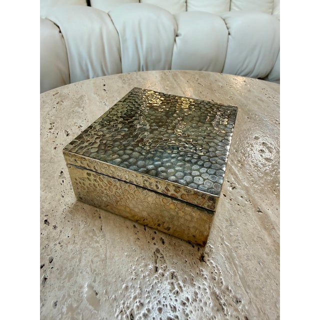 1970s Vintage Italian Hammered Brass Decorative Box For Sale - Image 5 of 8
