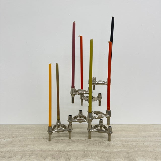 Large Candlesticks by Fritz Nagel and Ceasar Stoffi for BMF, 1970s, Set of 7 For Sale - Image 6 of 18