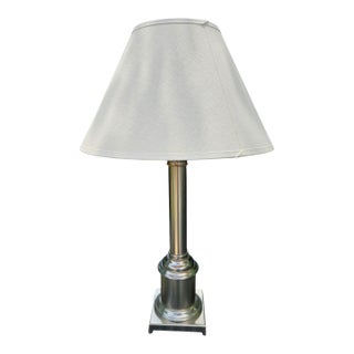 Restoration Hardware Table Lamp Nickeled Corinthian Column Shade For Sale