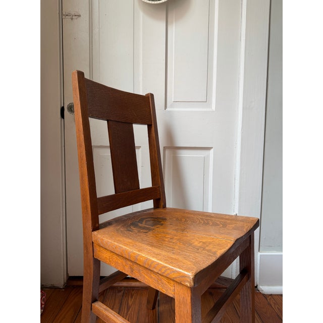 Antique Oak Mission Chair For Sale - Image 10 of 12