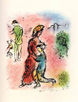 1989 Chagall Lithograph V2-8 Odyssee Ulisses Makes Himself Known