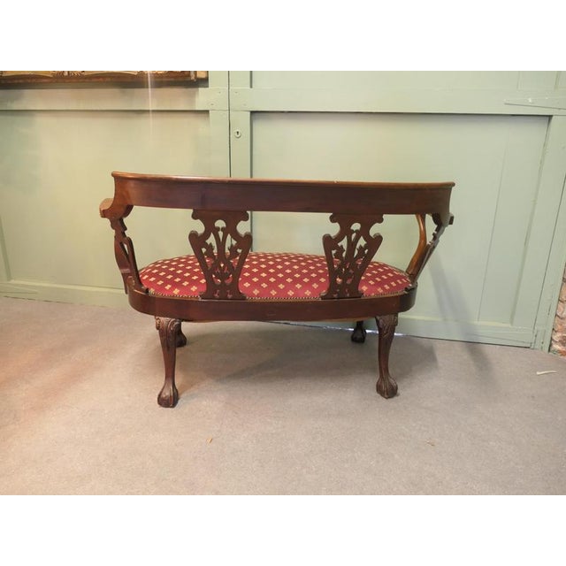 Wood Carved Chinese Chippendale Settee For Sale - Image 7 of 8