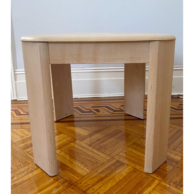 Vintage Modern Bleached Oak Wood Chamfered Edge Side Table Chairish