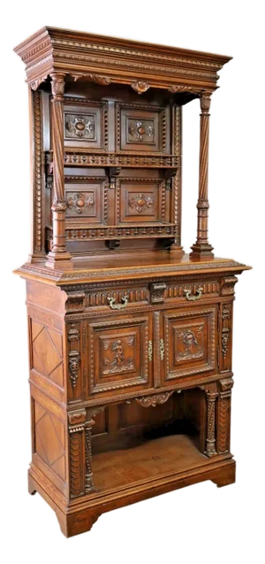 19/20th C. Antique. French Renaissance Revival, Large Carved Walnut 83” Sideboard!!