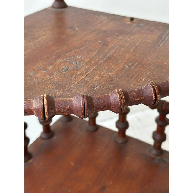 Antique Folk Art Three-Tier Spool Corner Shelf, Circa Early 20th Century For Sale - Image 11 of 18