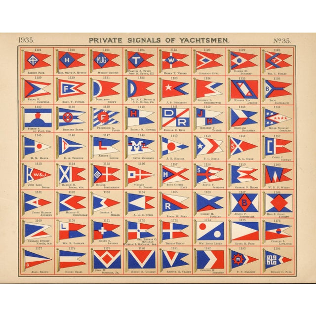 1930s Original Lloyd's Register of Yachts "Private Signals of Yachtsmen" Reference Pages – Set of 4 – Year 1935 Group B For Sale - Image 5 of 5