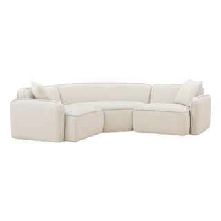 Travie 3-Piece Sand Upcycled Linen Modular L-Sectional For Sale