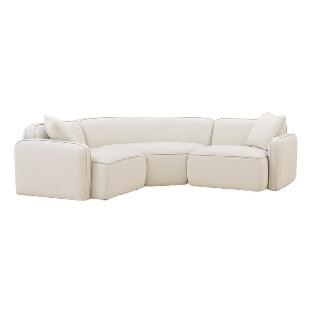 Travie 3-Piece Sand Upcycled Linen Modular L-Sectional For Sale