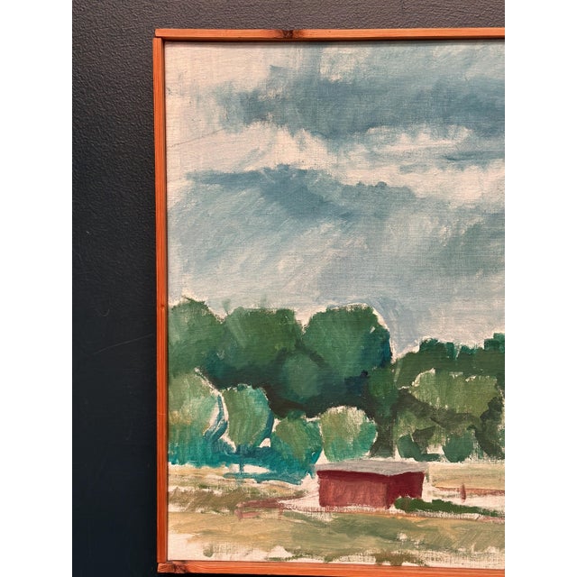 Original Swedish Oil on Canvas – “Mjölkskjul vid Kaga” by Björn Svensk – Signed & Dated 1980 – Vintage & Framed – 62 × 54...