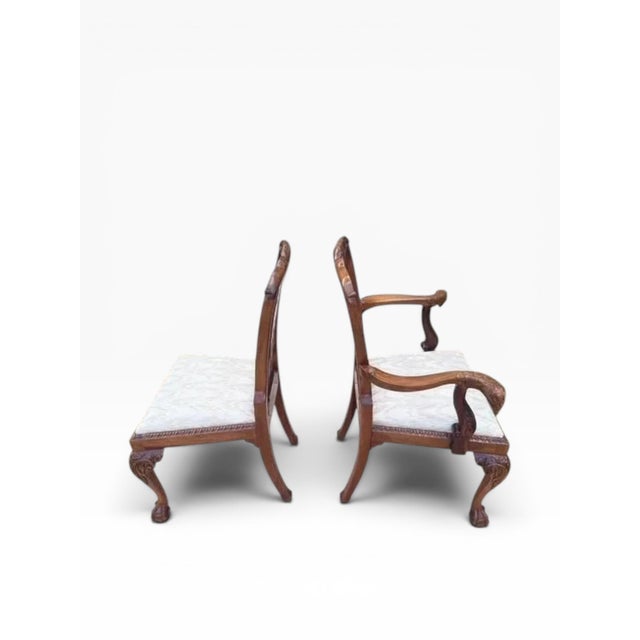 Set of 8 Hand-Carved Phoenix Back Chippendale Dining Chairs — Mahogany, Ball & Claw — Mid Century Revival For Sale - Image 12 of 18