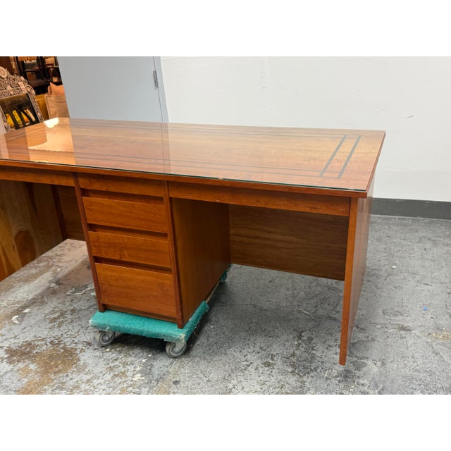 Mid-Century Modern Style Walnut Executive Desk For Sale - Image 10 of 12
