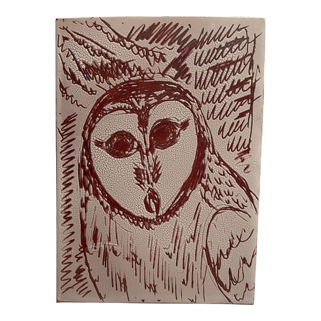 Steve Krauss Owl Enamel on Metal For Sale