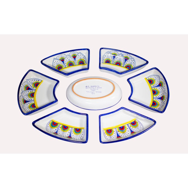 Italian Intreccio Antipastiera (Antipasto Platter) | Hand-Painted Italian Serving Platter From Deruta - 8 pcs For Sale - Image 3 of 6