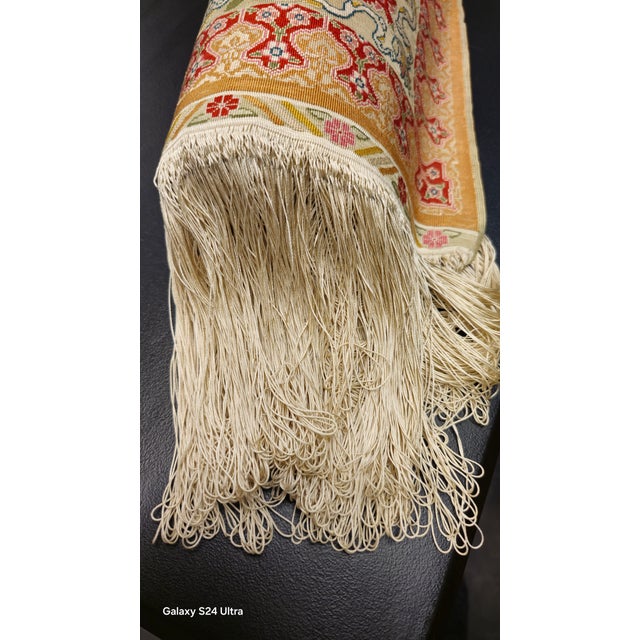 Gold Hereke Silk & Gold Signed " Shafi Zareh " Master Weaver / Wall Hanging For Sale - Image 8 of 10