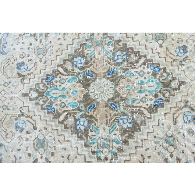 1970s Vintage Persian Handmade Wool Cotton Light Beige Area Rug For Sale - Image 9 of 11