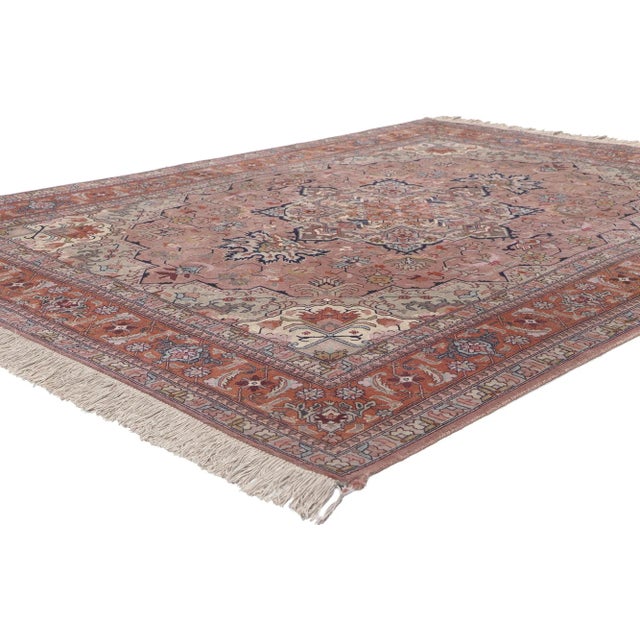 English Vintage Persian Tabriz Rug - 04'10 X 06'05 For Sale - Image 3 of 10