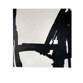 Hand Painted Large Black & White Abstract Painting For Sale