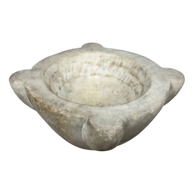 Antique White Marble Mortar, 1800s For Sale