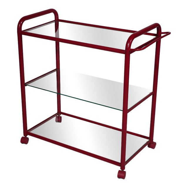Vintage Metal and Glass Trolley, 1980s For Sale