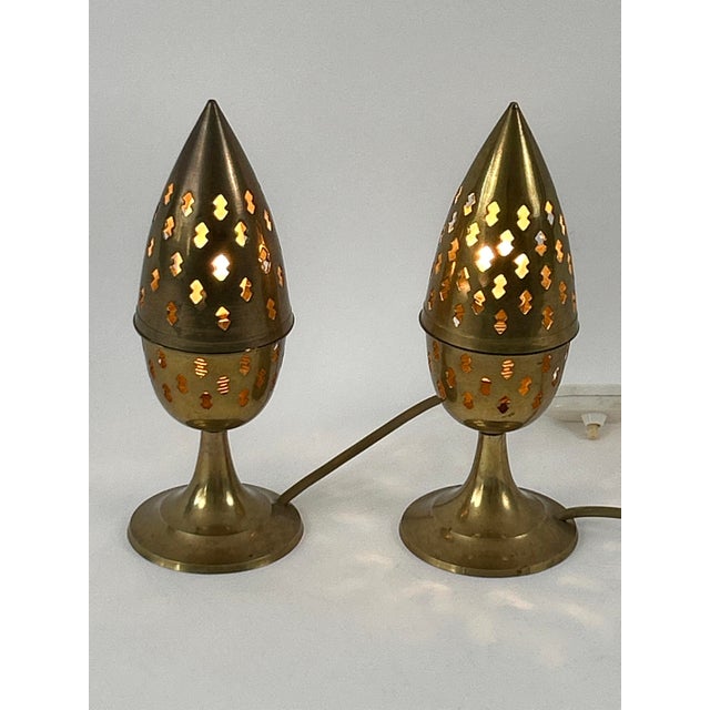 Perforated Brass Bedside Table Lamps, Sweden, 1960s, Set of 2 For Sale - Image 15 of 18