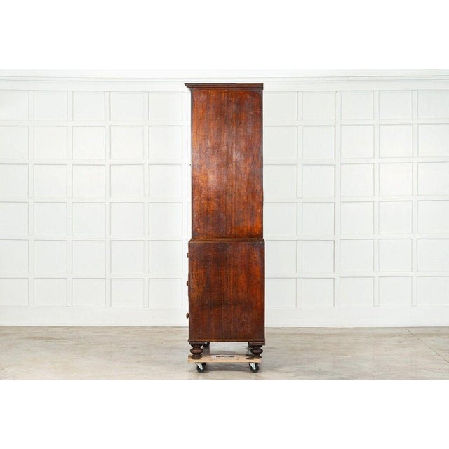 Brown Large Georgian English Oak Linen Press Cupboard, 1820s For Sale - Image 8 of 15