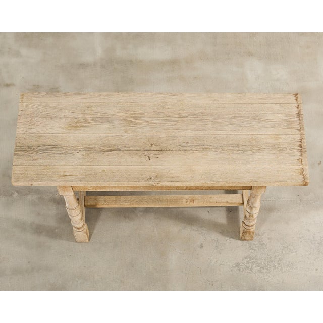 20th Century Country French Bleached Oak Trestle Dining Table For Sale - Image 4 of 18