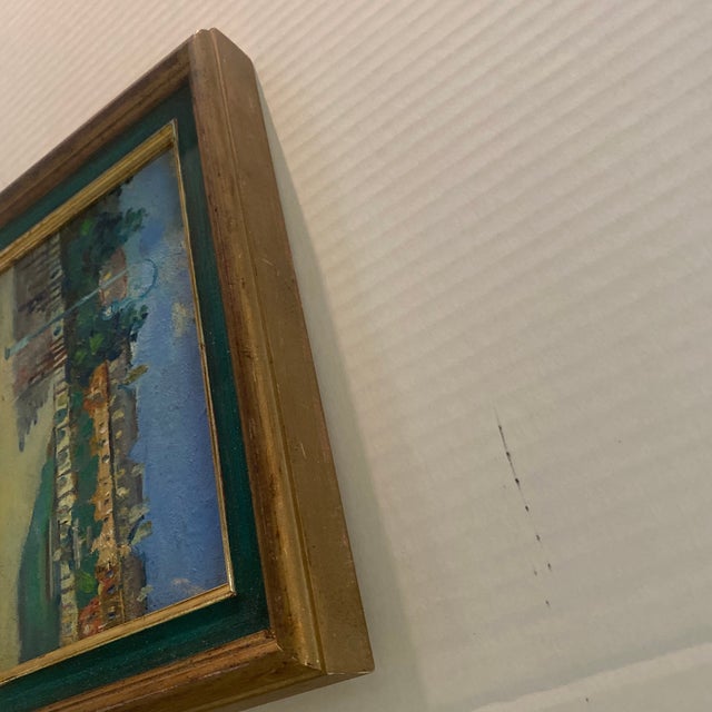 Wood A 20th-Century French Oil Painting With Inscribed Text and Monogram. For Sale - Image 7 of 12