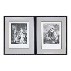 Antique 19th Century Original Fine Engraving Prints - a Pair