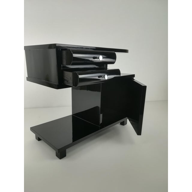 Art Deco Architectural Black Nightstand, Austria, 1920s For Sale - Image 6 of 8