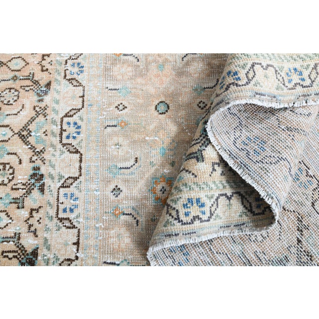 1970s Vintage Persian Handmade Wool Cotton Beige Area Rug For Sale In San Francisco - Image 6 of 11